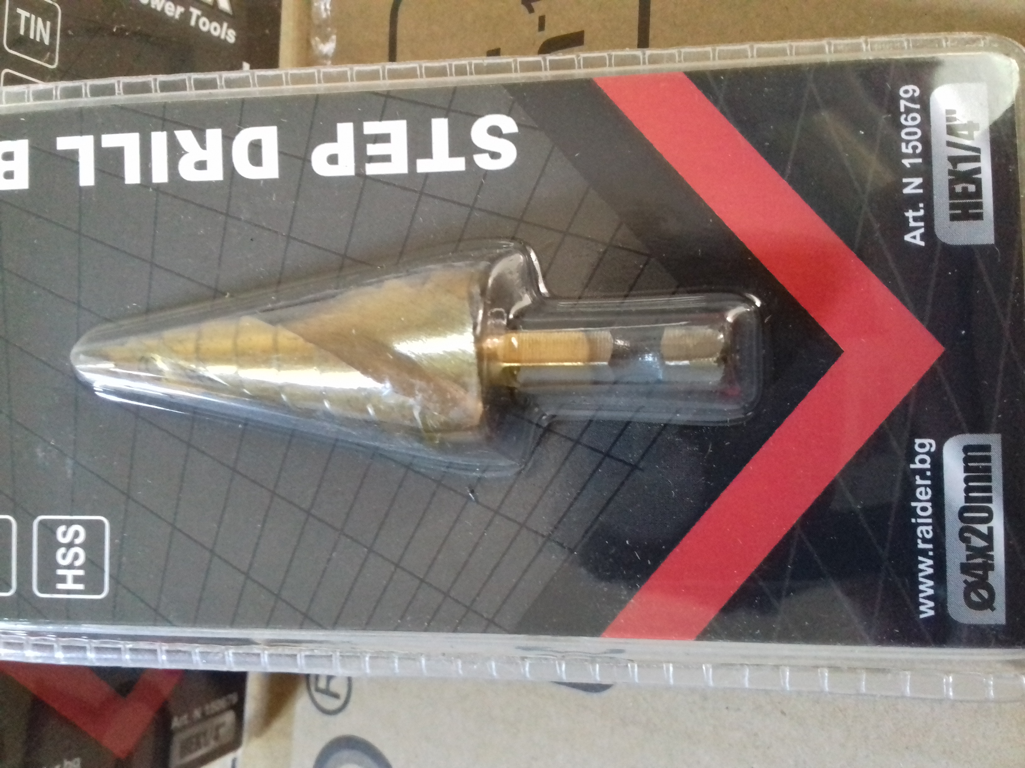 150679 BURGHIU CONIC IN TREPTE  HEX 1/4 HSS+TIN FI4-20MM