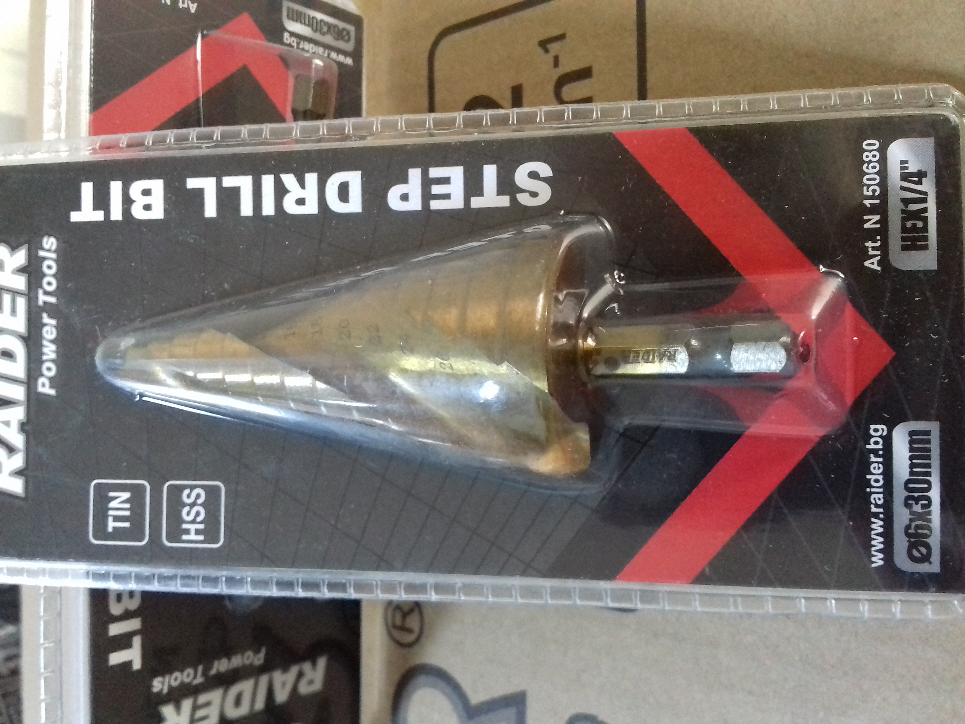 150680 BURGHIU CONIC IN TREPTE HEX 1/4 HSS+TIN FI 06-30MM