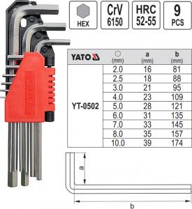 YT-0502 SET CHEI IMBUS 9BUC 2-10MM CR-V