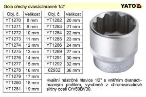 YT-1291 CHEIE TUBULARA 30MM 1/2 BIHEXAGONALA 30MM 1/2