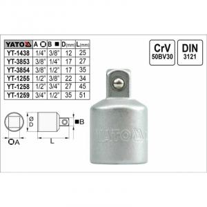 YT-3854 ADAPTOR PENTRU ANTRENOR 3/8-1/2